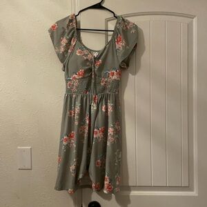 No Boundaries Green and Pink Floral Dress